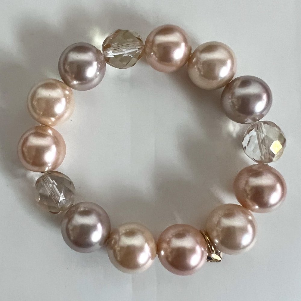 CAROLEE Faux Pearl Faceted Beaded Stretch Bracelet